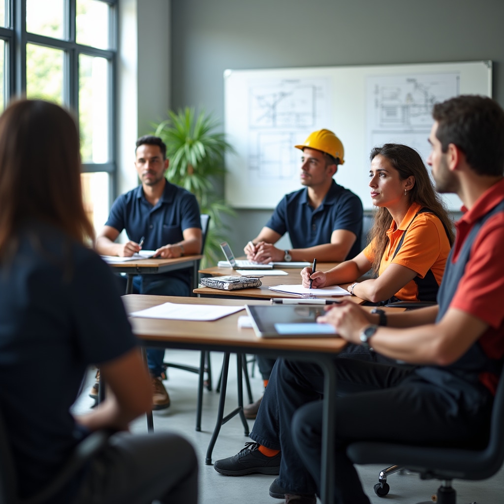 Construction professionals in training session